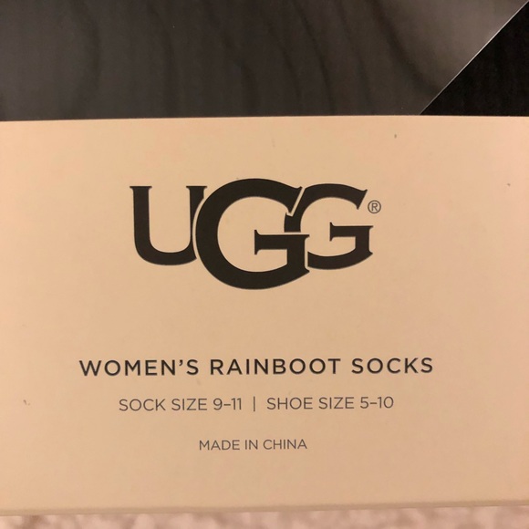 UGG Faux Fur Tall Rain Boot Socks Black MSRP $59 - Picture 5 of 8